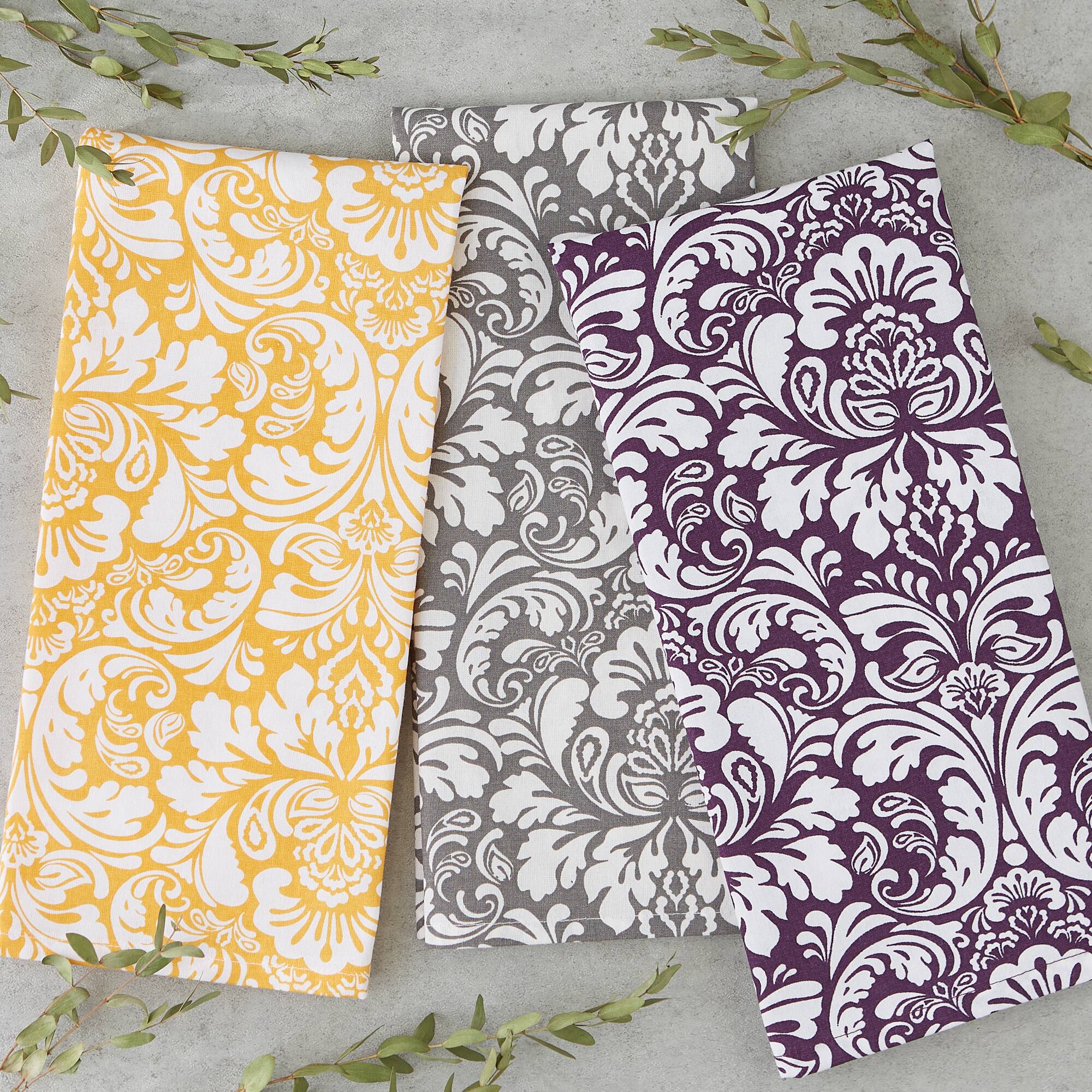 DII® Mustard Damask Dishtowel (Set of 2)